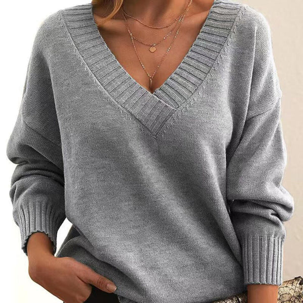 Lässiger Damenpullover mit V-Ausschnitt