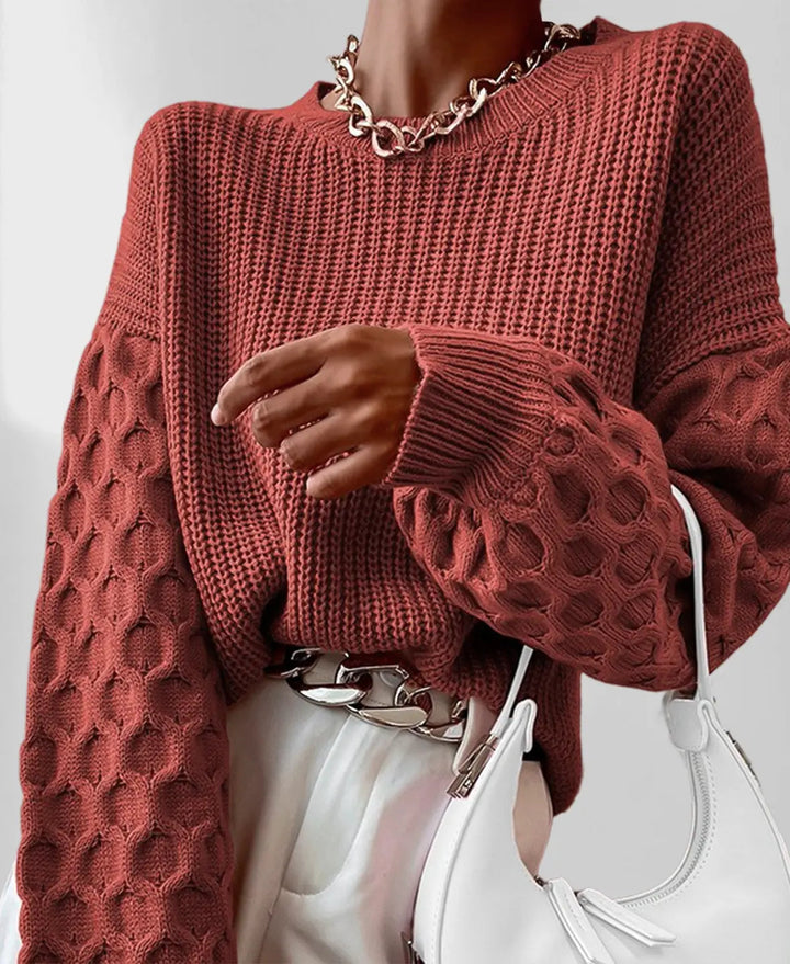 Modischer Damenpullover mit interessantem Ärmel-Design für den Herbst