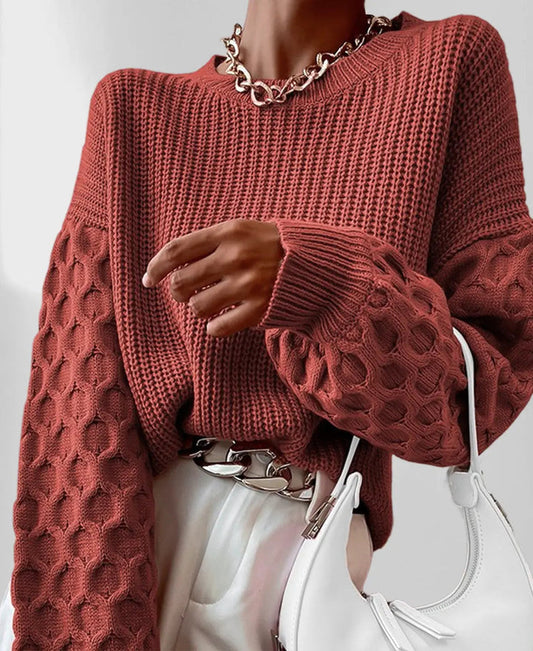 Modischer Damenpullover mit interessantem Ärmel-Design für den Herbst