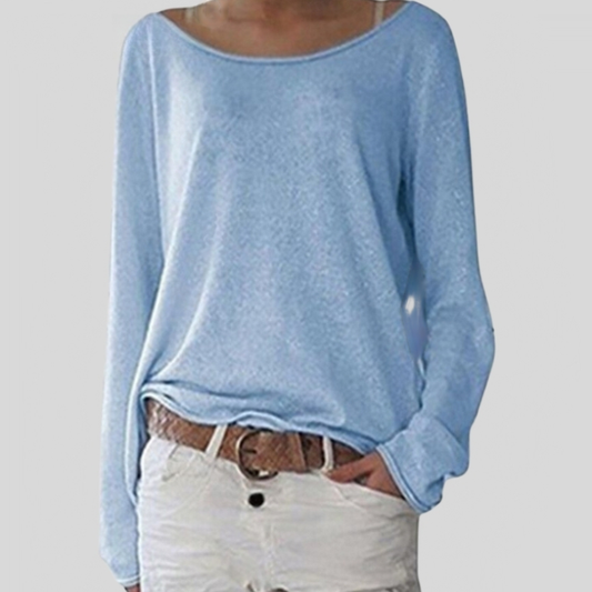 Leichter und eleganter Damenpullover mit Rundhalsausschnitt für einen lässigen Look