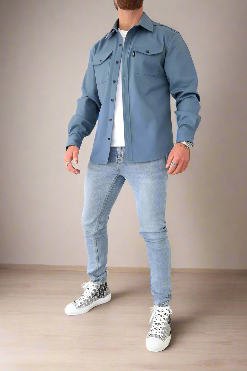Herren Overshirt Jacke mit Knopfverschluss und klassischem Look