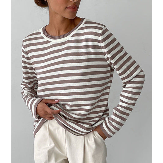 Stilvoller gestreifter Pullover mit Rundhalsausschnitt