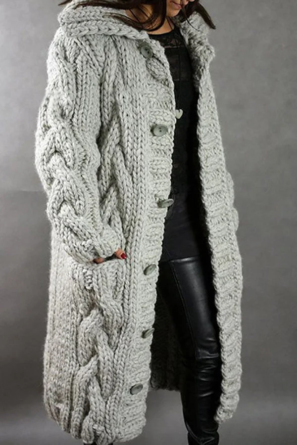 Locker sitzender Cardigan mit Knöpfen und Kapuze für bequeme Tage