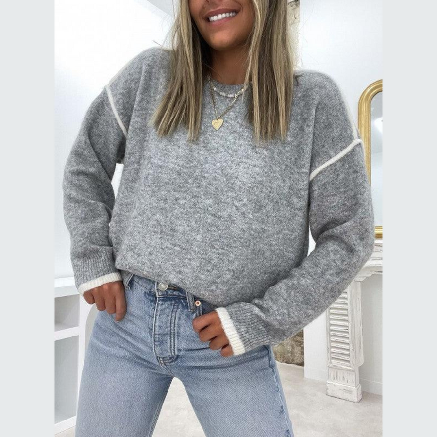 Bequemer klassischer Pullover mit Rundhalsausschnitt für den Alltag
