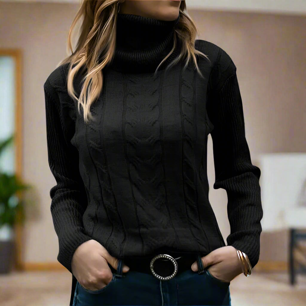 Stilvoller Damen Rollkragenpullover mit Lockerer Passform