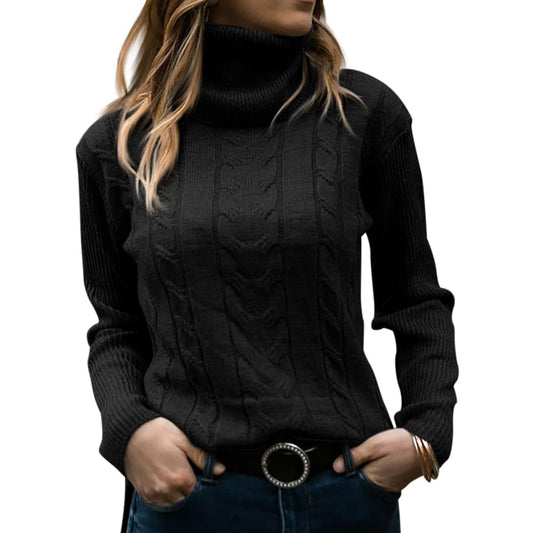 Stilvoller Damen Rollkragenpullover mit Lockerer Passform
