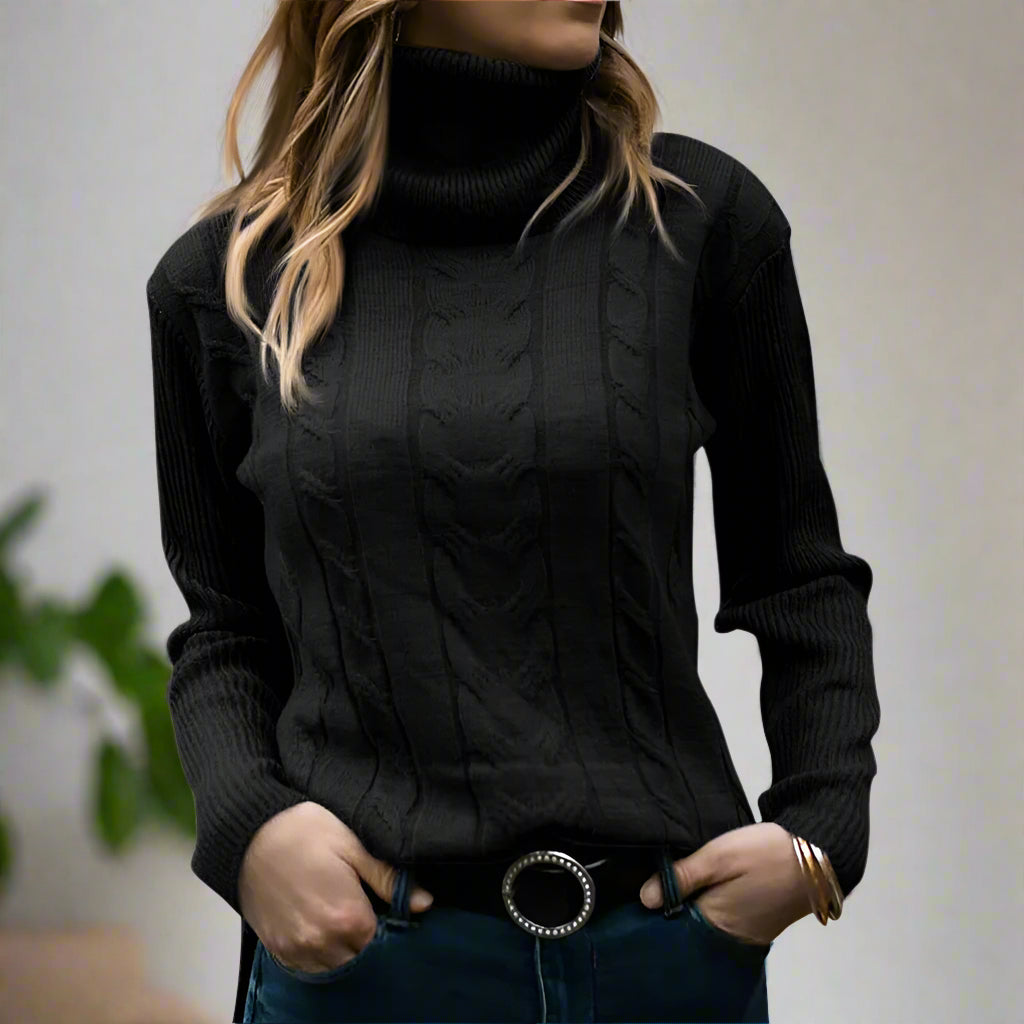 Stilvoller Damen Rollkragenpullover mit Lockerer Passform