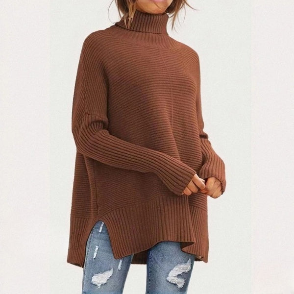 Stilvoller Hochgeschlossener Pullover mit Fledermausärmeln und Lockerer Passform