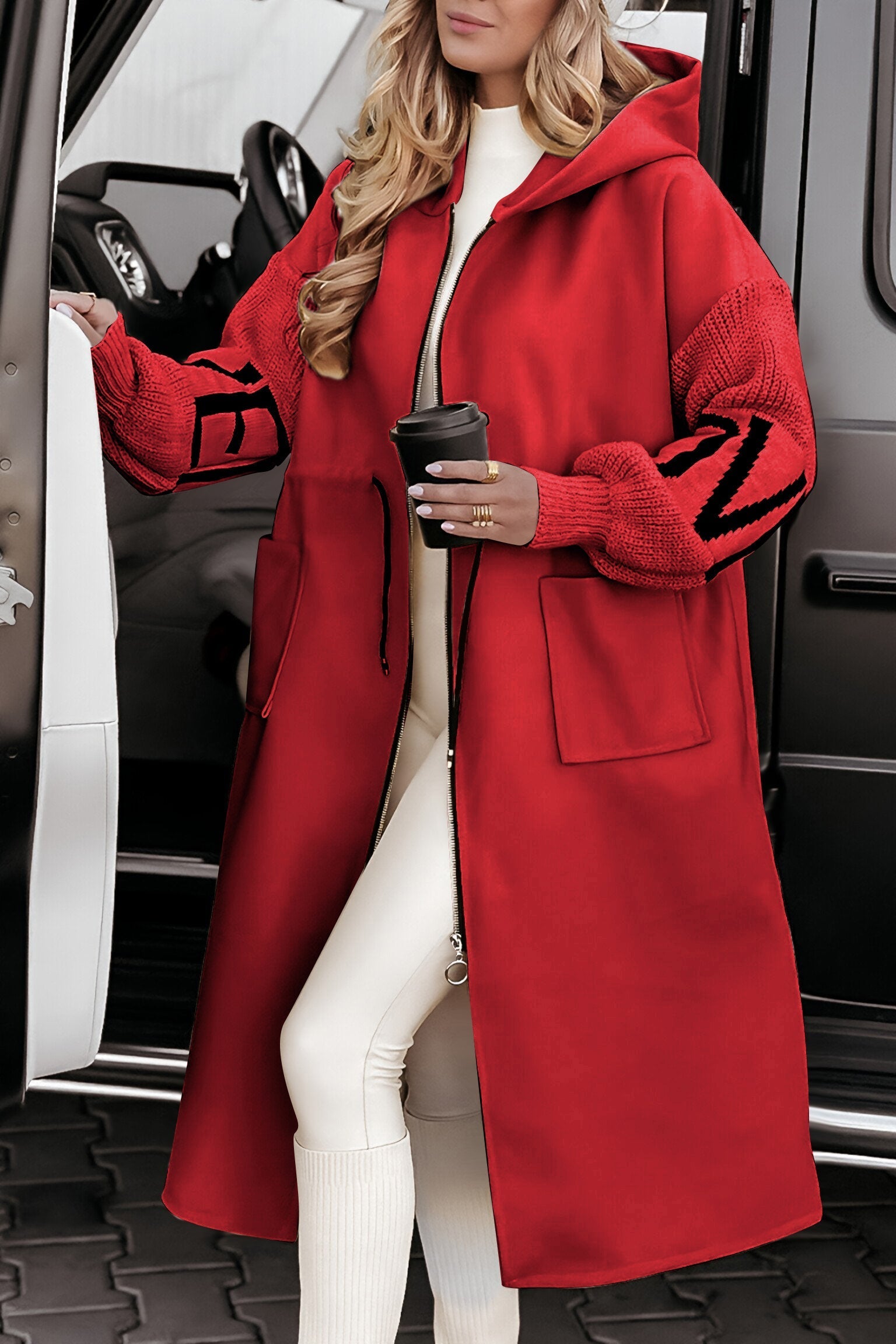 Damenjacke mit Kapuze und Patchwork-Design – Perfekt für Casual Looks