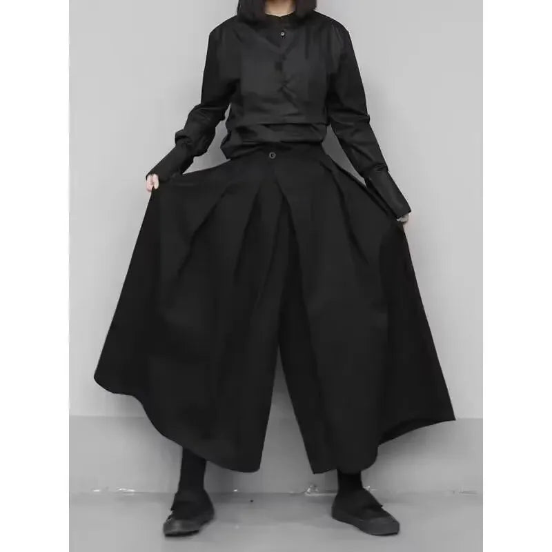 Elegante Weite Hose mit Hohem Bund und Einfarbigem Design
