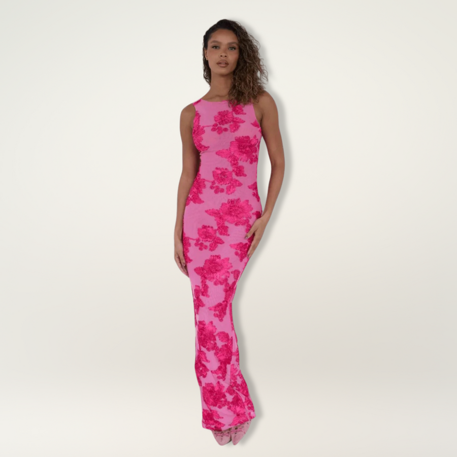 Maxikleid mit floralen Details und edlem Look