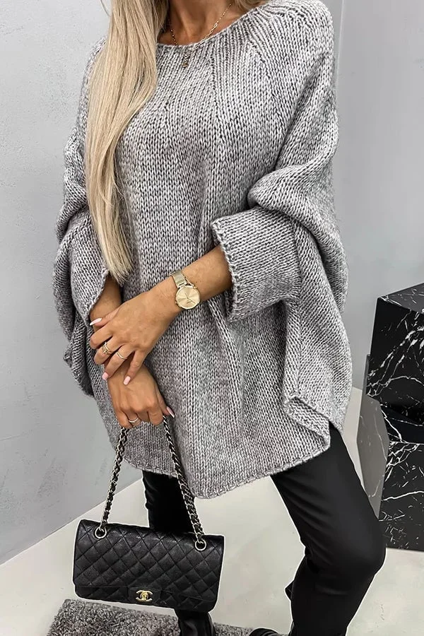 Bequemer Pullover mit Rundhalsausschnitt und elastischer Textur