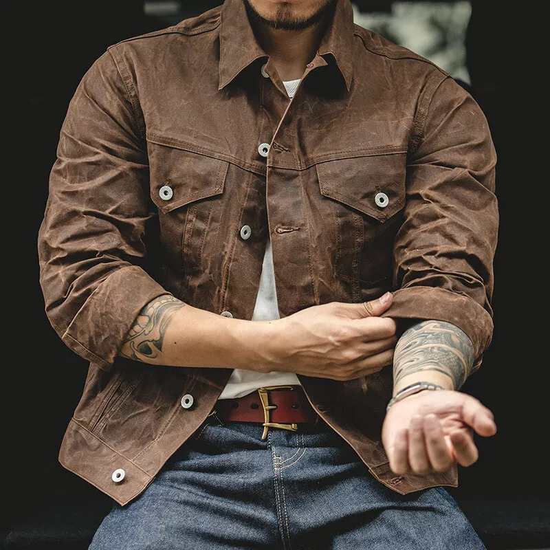 Stilvolle Arbeitsjacke für Herren mit Knöpfen und Vintage-Entwurf
