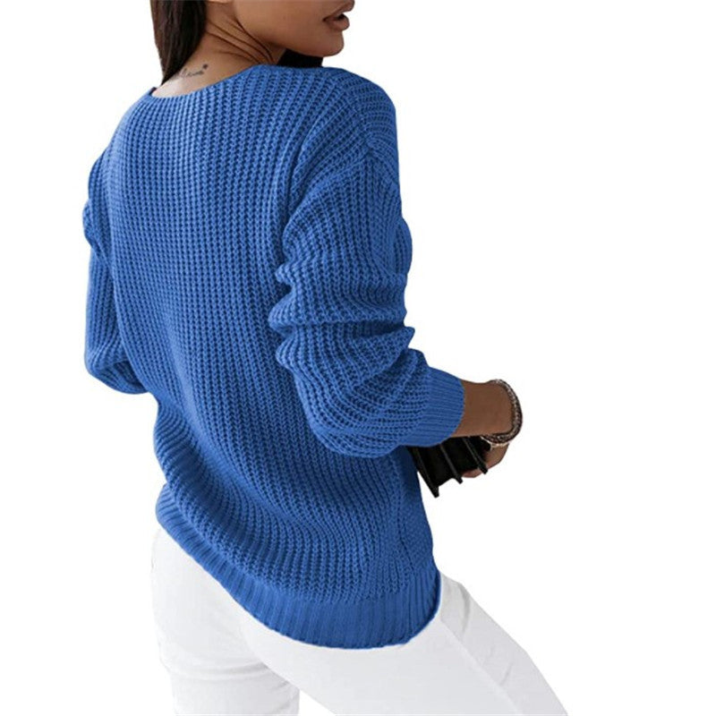 Eleganter Damenpullover mit interessantem V-Ausschnitt