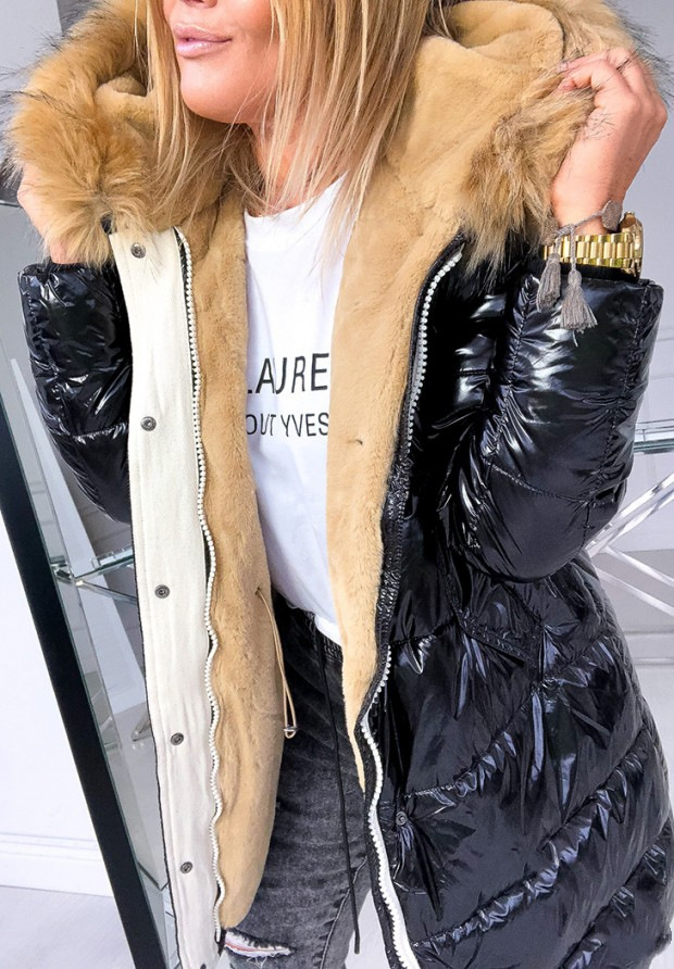 Stilvolle lange Winterjacke mit elegantem Kragen für Damen
