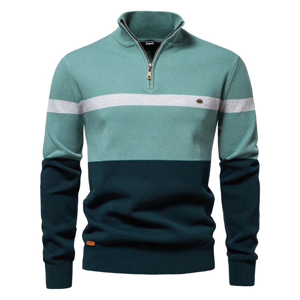 Stilvoller Colorblock-Pullover für Herren mit Halbem Zipper