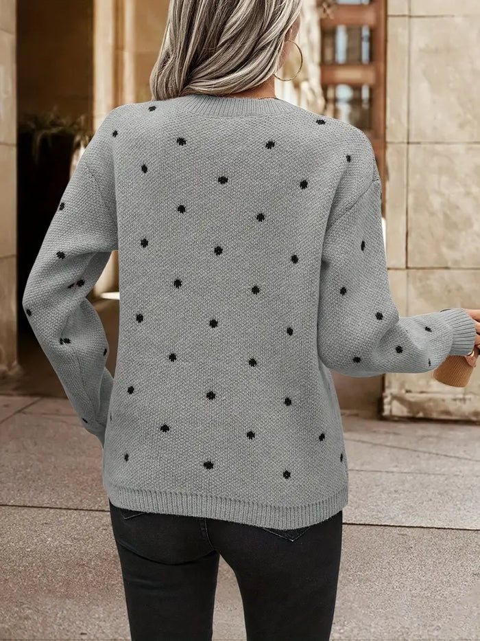Damenpullover mit langen Ärmeln und eleganten Punkten