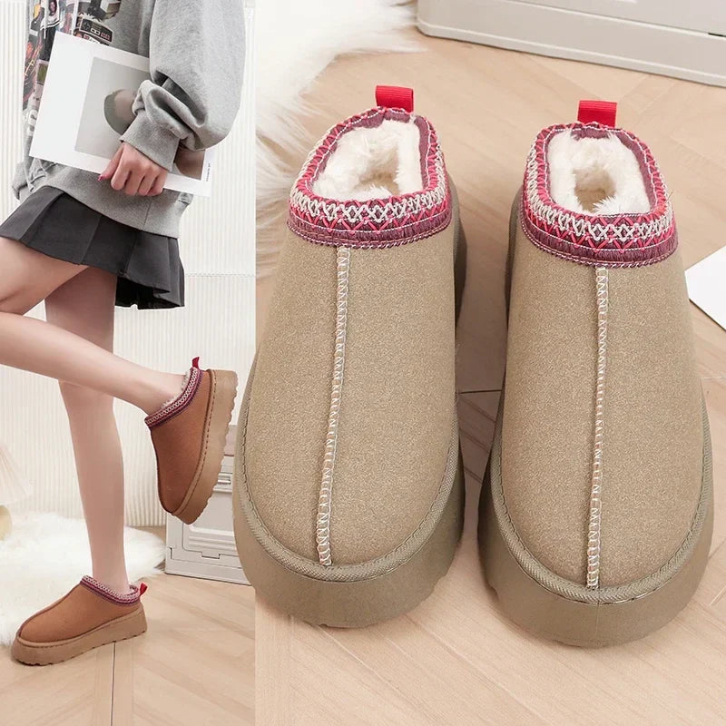 Bequeme Damen Wollslipper mit Warmem Plattform für Gemütlichkeit