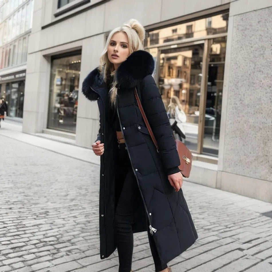 Eleganter langer Wintermantel für Damen