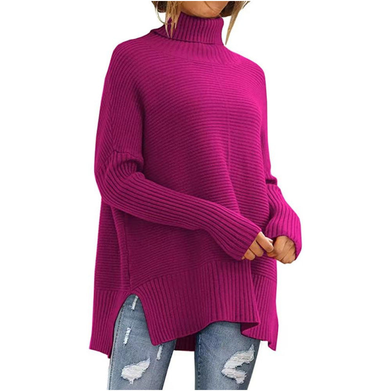 Eleganter Oversize Rollkragenpullover – Damen-Tunika mit Fledermausärmeln für den Herbst
