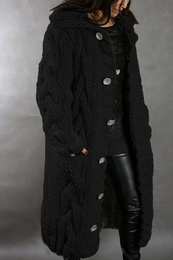 Locker sitzender Cardigan mit Knöpfen und Kapuze für bequeme Tage