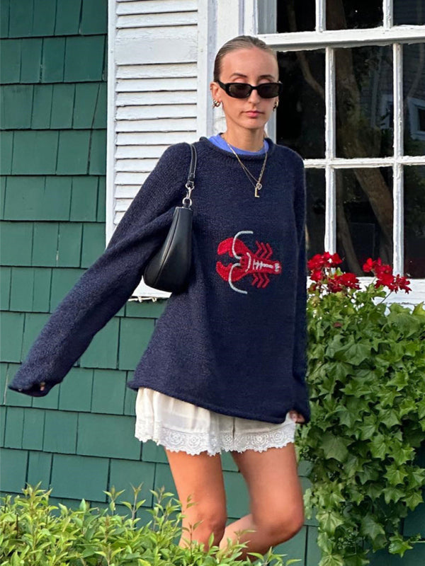 Kuscheliger Pullover mit lustigem Hummermotiv