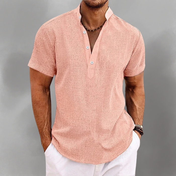 Modernes Herren Poloshirt mit kurzen Ärmeln und Stehkragen