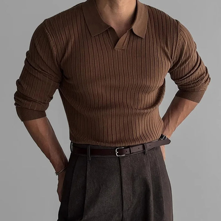Herren Poloshirt mit langen Ärmeln und stilvollem Freizeitdesign