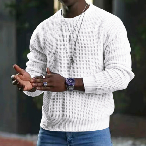 Bequemer Rundhals-Pullover für Herren im klassischen Stil