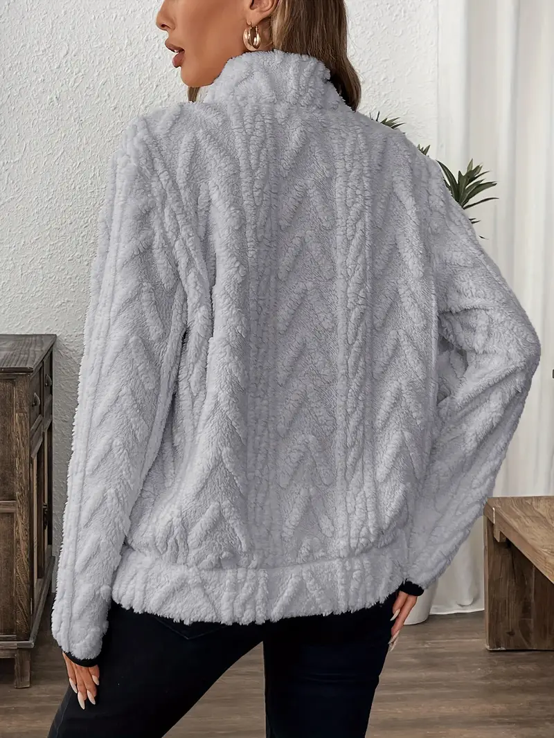Trendiger Damen-Hoodie mit Kapuze und halbem Reißverschluss