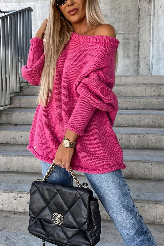 Bequemer, modischer und raffinierter Pullover mit Schulterausschnitten