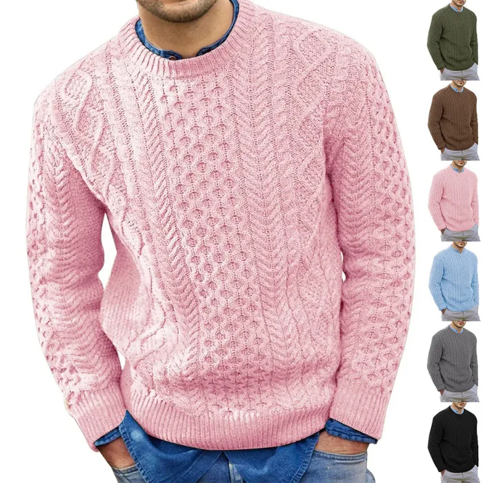 Herren Vintage Pullover mit Rundhalsausschnitt – Lockerer Schnitt und Einfarbig