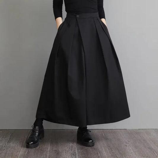 Elegante Weite Hose mit Hohem Bund und Einfarbigem Design