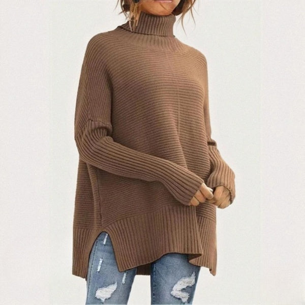 Stilvoller Hochgeschlossener Pullover mit Fledermausärmeln und Lockerer Passform