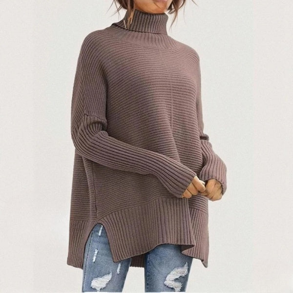 Stilvoller Hochgeschlossener Pullover mit Fledermausärmeln und Lockerer Passform