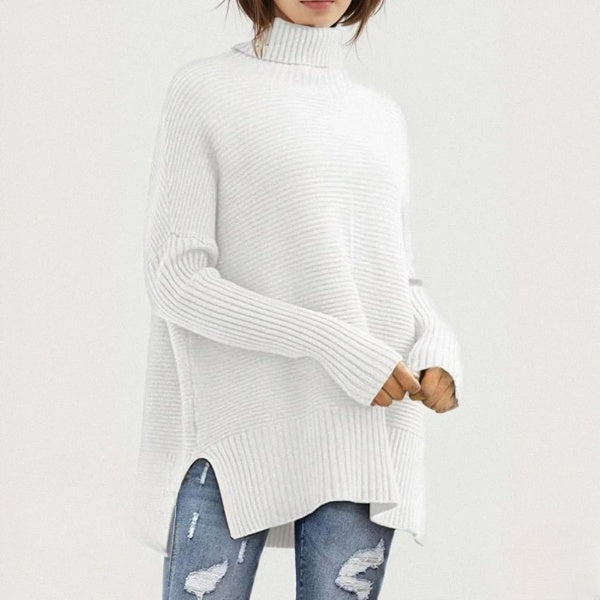 Stilvoller Hochgeschlossener Pullover mit Fledermausärmeln und Lockerer Passform