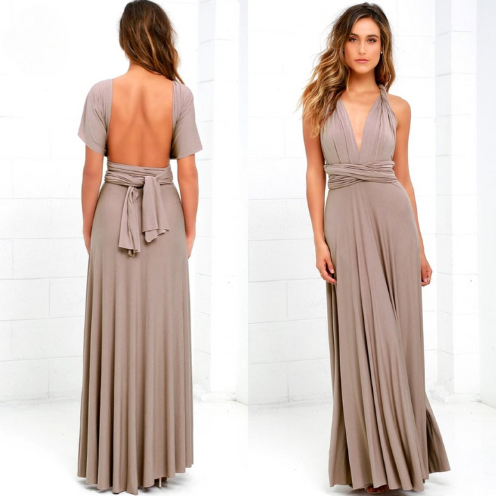 Elegantes langes Abendkleid ohne Ärmel mit offenem Rückendesign