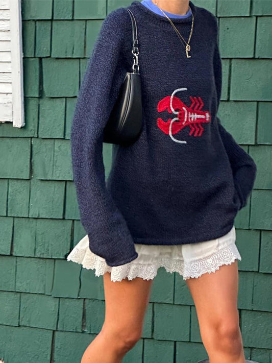 Kuscheliger Pullover mit lustigem Hummermotiv