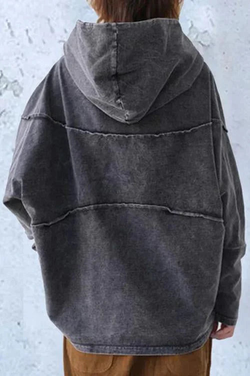 Vintage Langarm Turtleneck Kapuzenpullover
