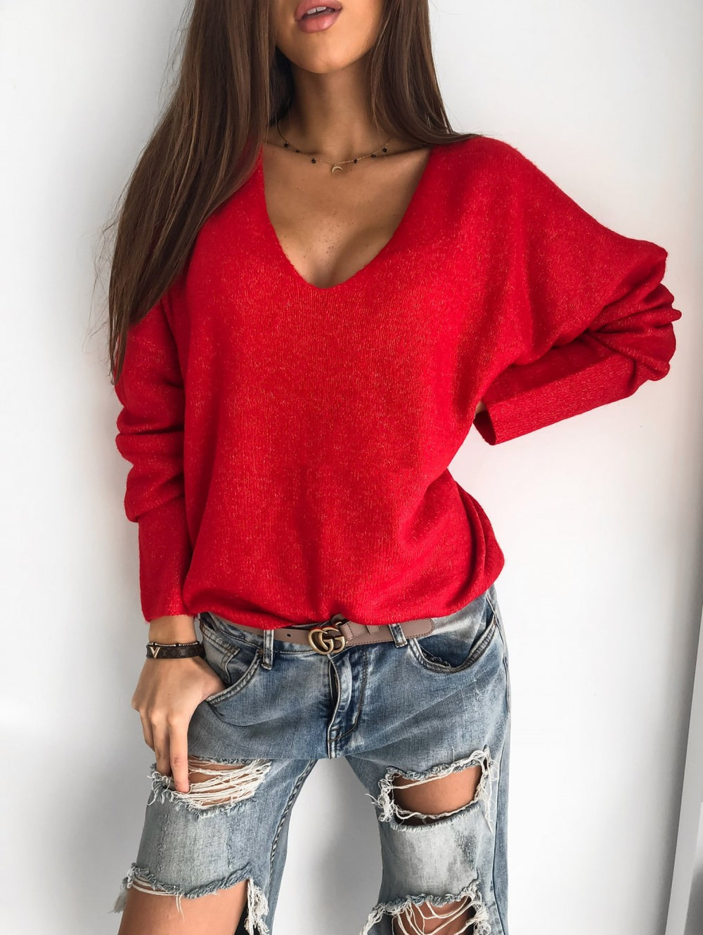 Damenpullover mit elegantem V-Ausschnitt und weicher Passform