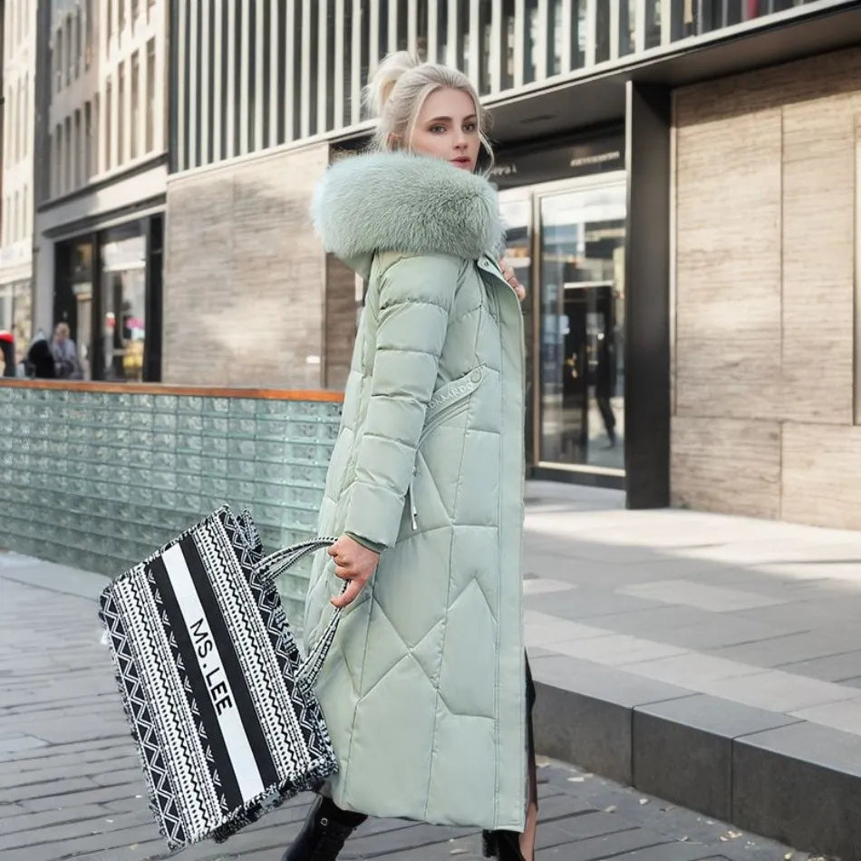 Eleganter langer Wintermantel für Damen