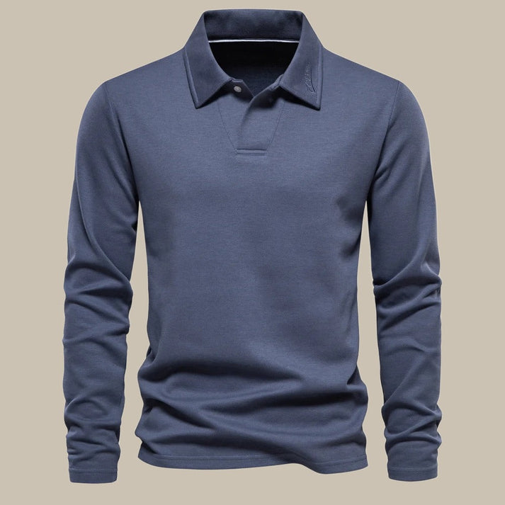 Langarm polohemd für herren mit modernem schnitt und stil