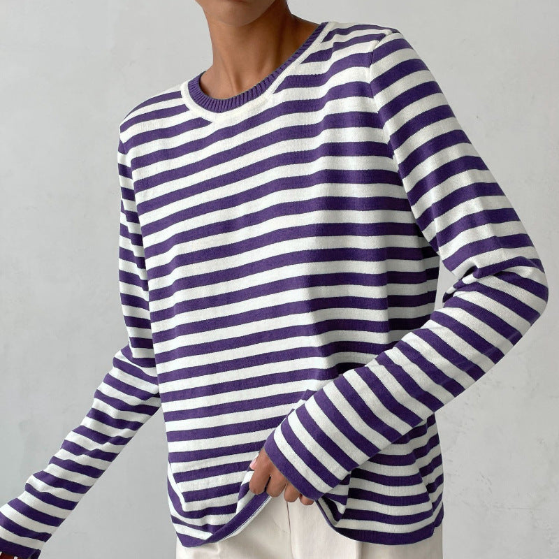 Stilvoller gestreifter Pullover mit Rundhalsausschnitt