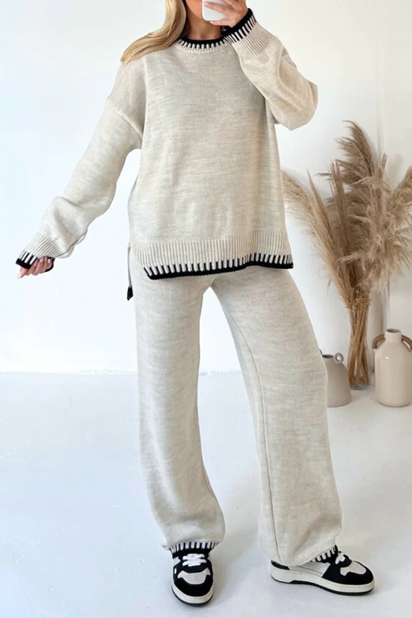 Lässiges Set mit langen Ärmeln und stilvollem Patchwork