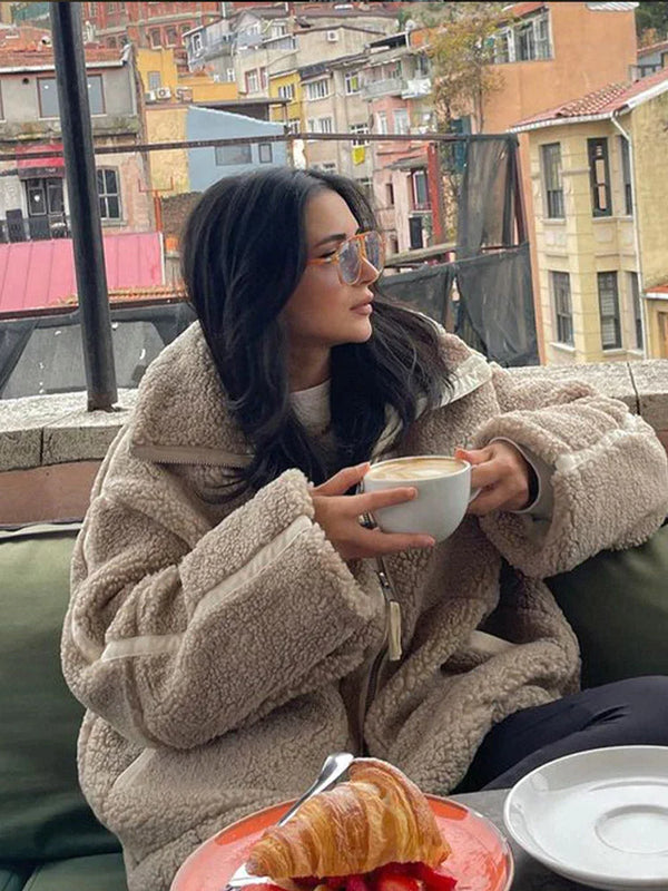 Stylische Oversize-Jacke für Damen mit Reißverschluss, weich und gemütlich