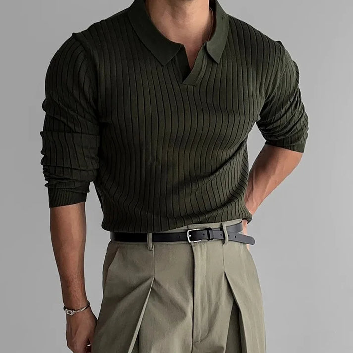 Herren Poloshirt mit langen Ärmeln und stilvollem Freizeitdesign