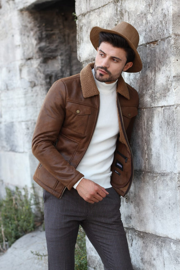 Bequeme Herrenjacke Vintage Design mit Umlegekragen  Ideal für den Alltag