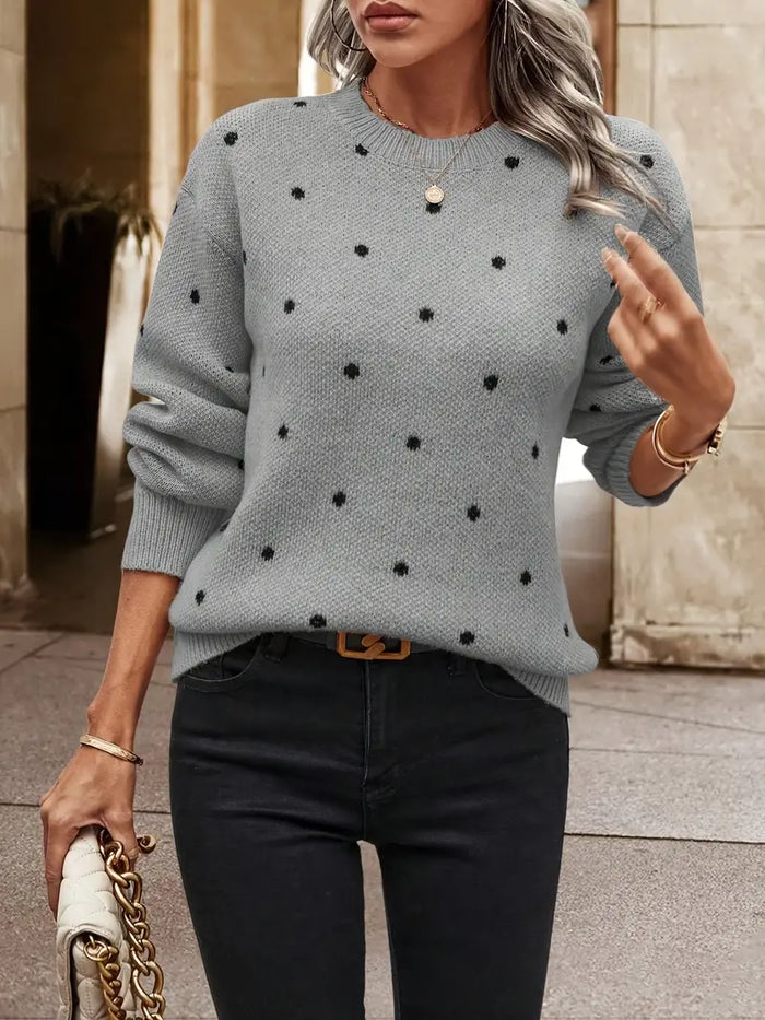 Damenpullover mit langen Ärmeln und eleganten Punkten