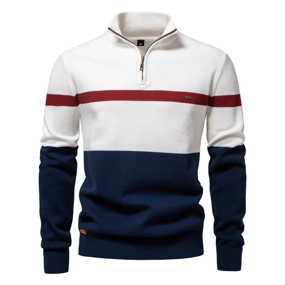 Stilvoller Colorblock-Pullover für Herren mit Halbem Zipper