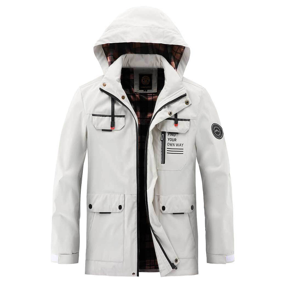 Mittellange Herrenjacke mit Kapuze funktional und stilvoll